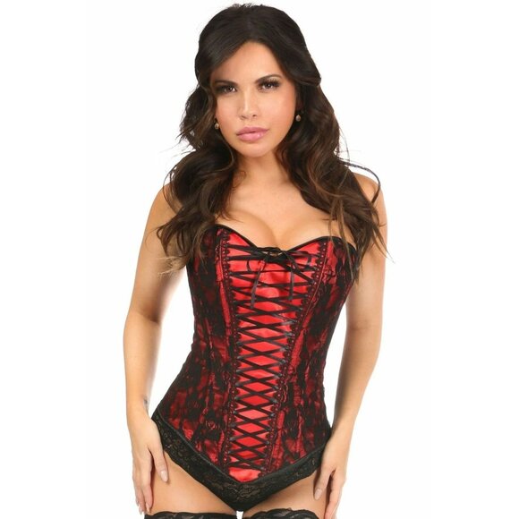 DAISY CORSETS NWT LAVISH LACE UP RED/BLK CORSET $90 msrp - Picture 1 of 4